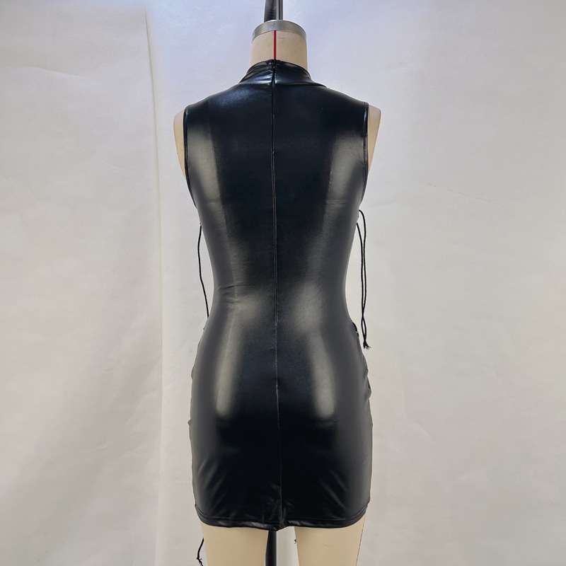 Edgy Faux Leather Lacing Dress image 3