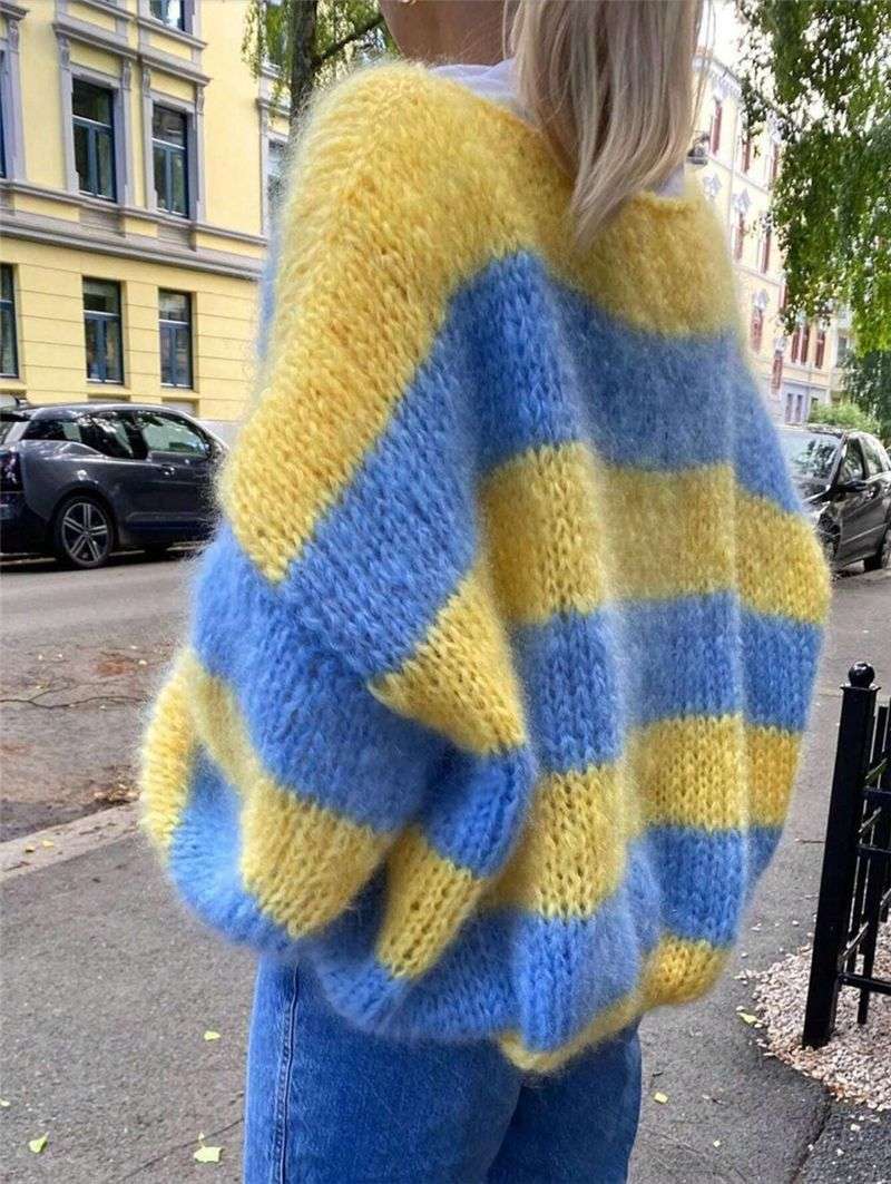 Colorful Oversized Striped Sweater image 2