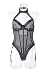 Sexy Halter Neck Mesh Bodysuit Lingerie Intimates image 6