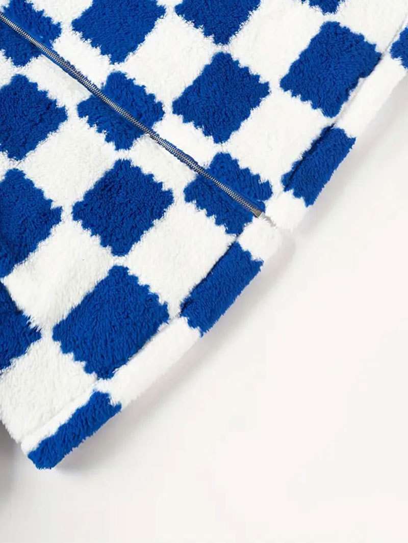 Blue Checkered Fleece Jacket image 4