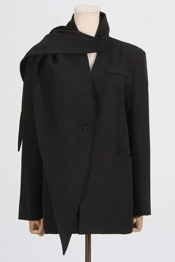 Asymmetric Cape Blazer - S, Black image