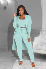 Fashion Solid Three-piece Suit - L, Sky Blue image