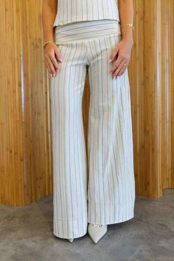 Elegant Wide-Leg Striped Pants image 4