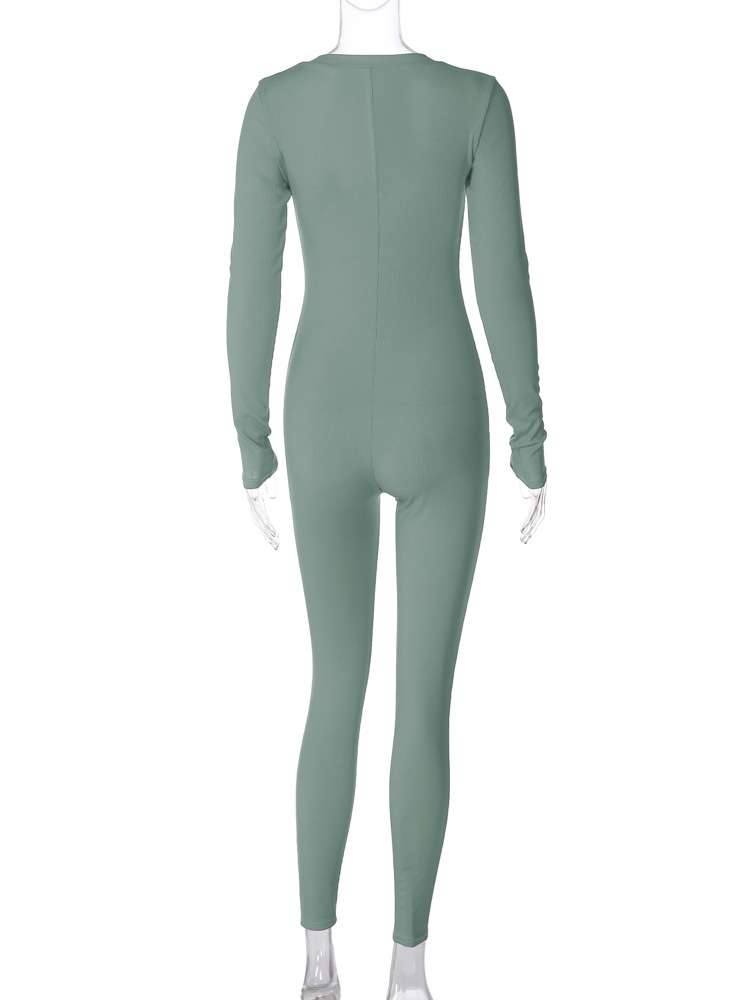 Curved Neck Seamless Slim Jumpsuit image 5