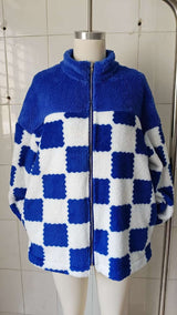 Blue Checkered Fleece Jacket image 2