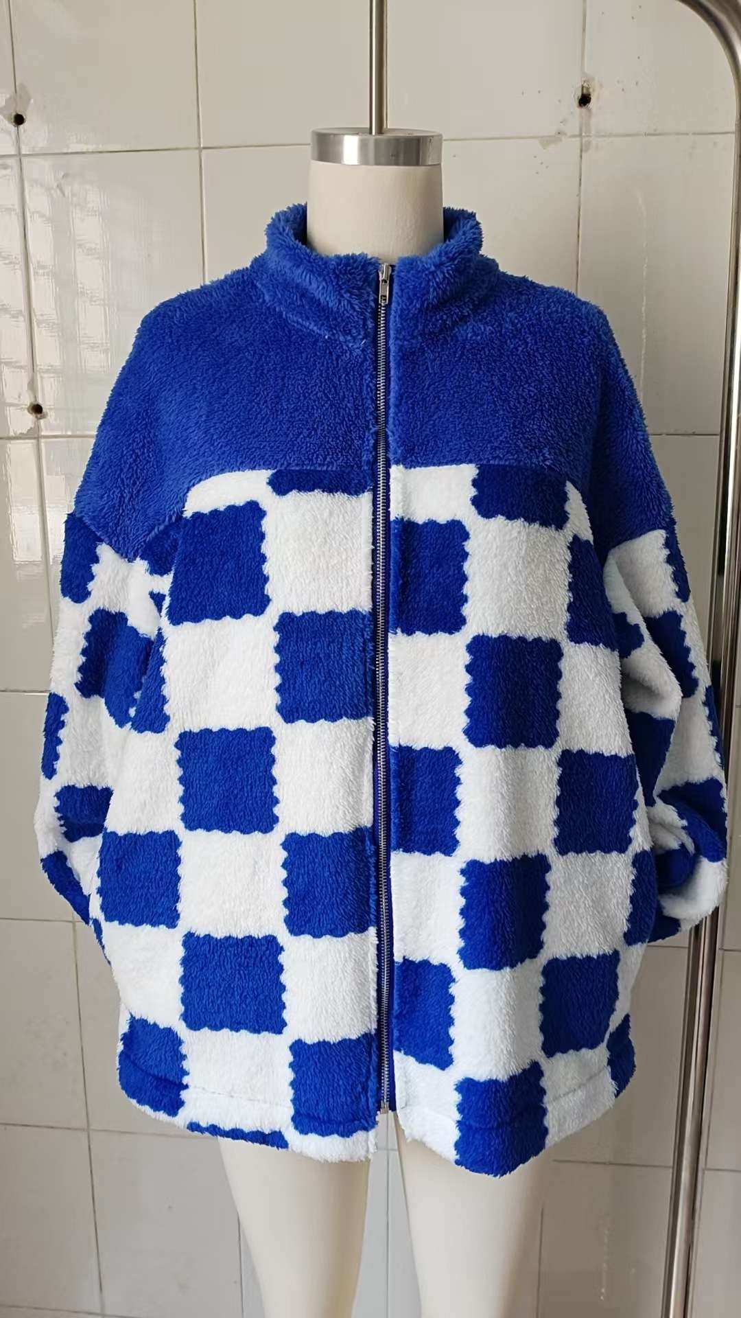 Blue Checkered Fleece Jacket image 2