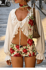 Ruffled Long Sleeve Crop Top image 1