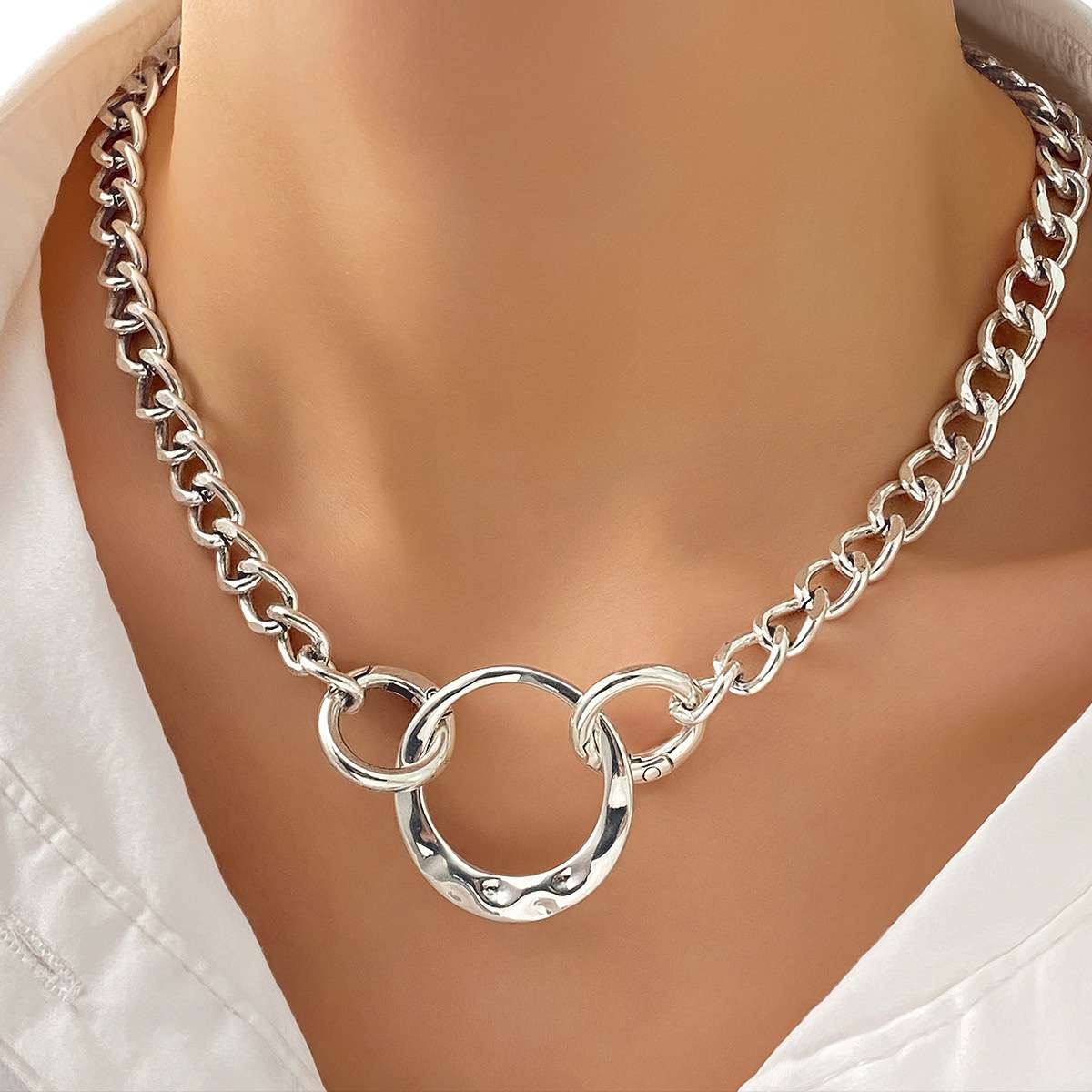 Silver Chain Necklace with Pendant image 3