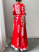 Patterned Maxi Dress with Short Sleeves image 2