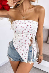 Floral Strapless Tie-Side Top image 0