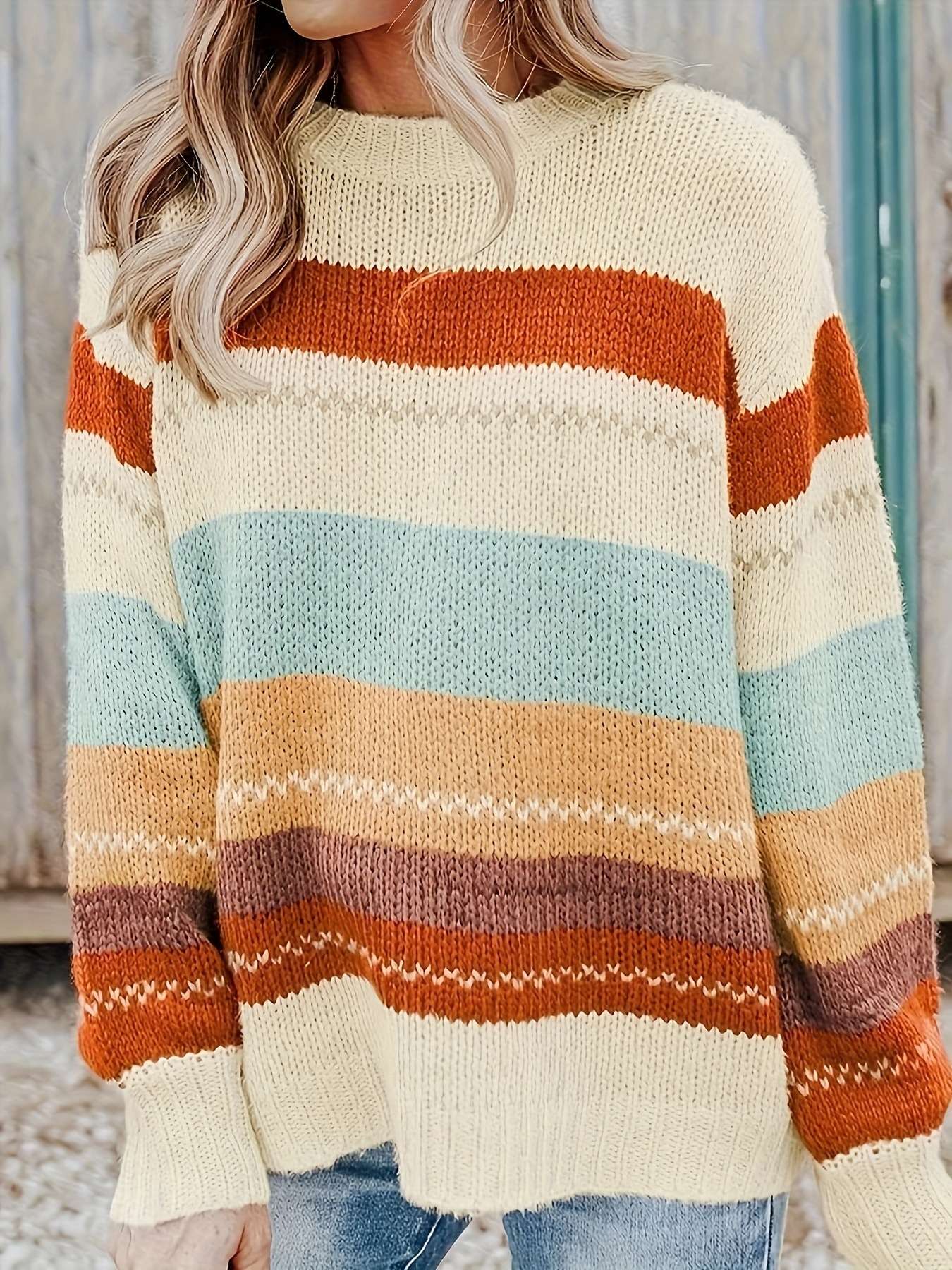Colorful Striped Knit Sweater image 4