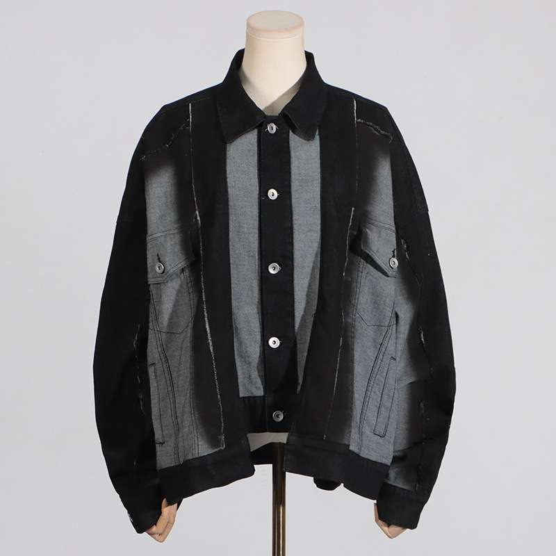 Deconstructed denim jacket image 1