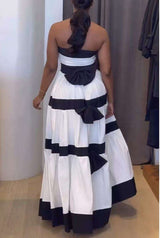 Strapless Striped Maxi Dress image 1