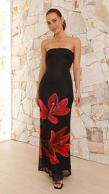 Midnight Bloom Strapless Maxi Dress - S, Black image