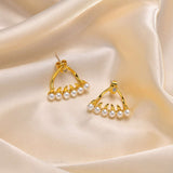 Elegant Gold and Pearl Hoop Earrings image 3