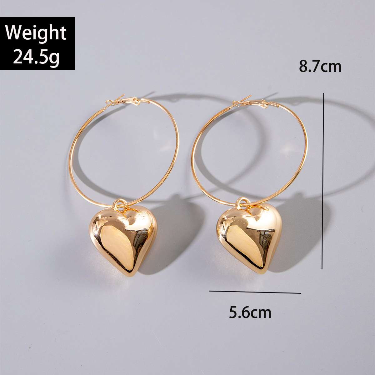 Gold Heart Charm Hoop Earrings image 2