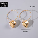 Gold Heart Charm Hoop Earrings image 2