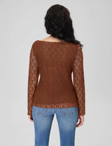 Lace Long-Sleeve Top with Sheer Detailing image 2