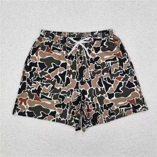 Camouflage Pattern Sports Shorts - L, Brown image