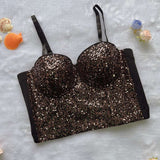 Sparkling Sequin Bustier Top - M, Black image