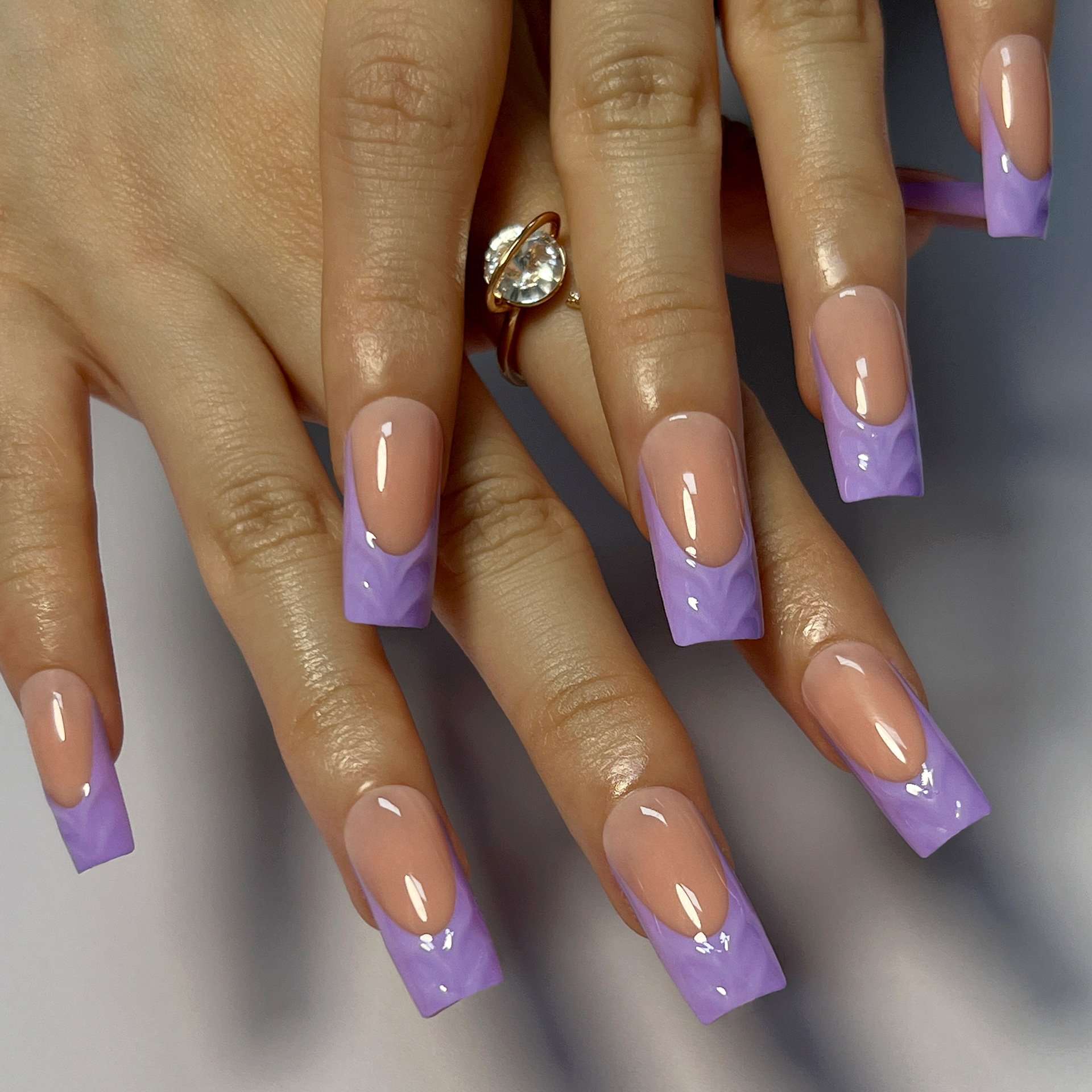 Purple Tip Almond Nail Set image 1