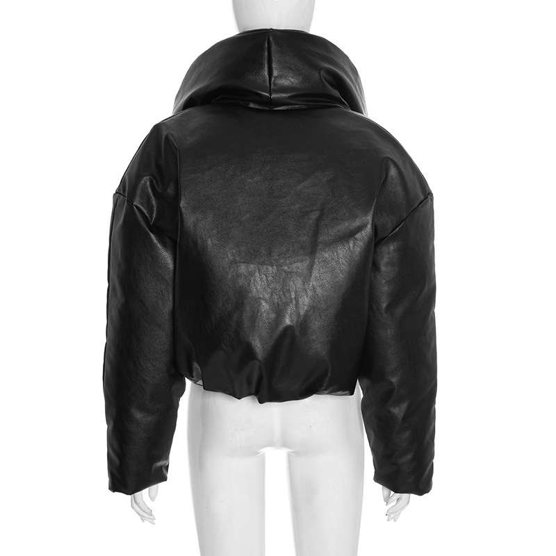 Faux Leather Puffer Jacket image 4