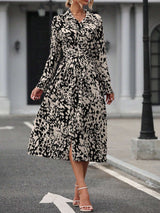 Animal Print Button-Front Maxi Dress - L, Black image