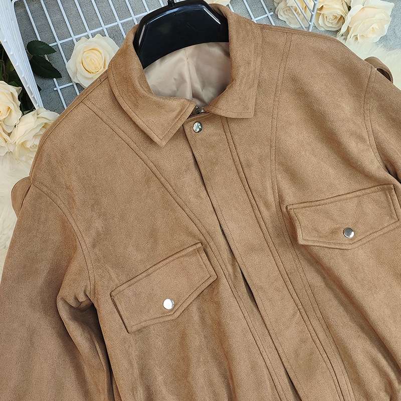 Classic Faux Suede Bomber Jacket image 5