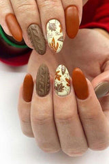 Nail Art Set with Leaf and Textured Designs image 0