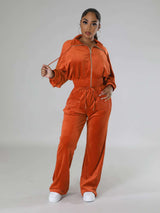 Cropped Zipper Long Sleeve Tracksuits - M, Orange image