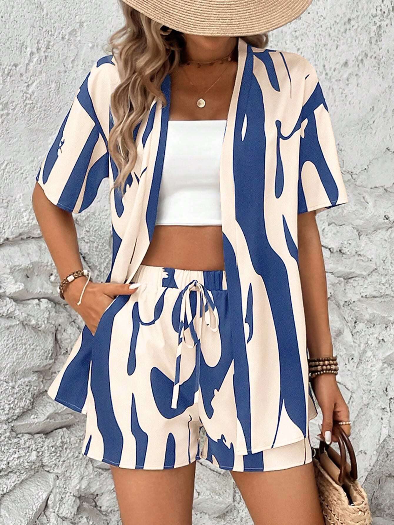 Abstract Print Lounge Set - M, Multi Blue image
