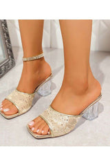 Lace Open-Toe Block Heel Sandals image 1