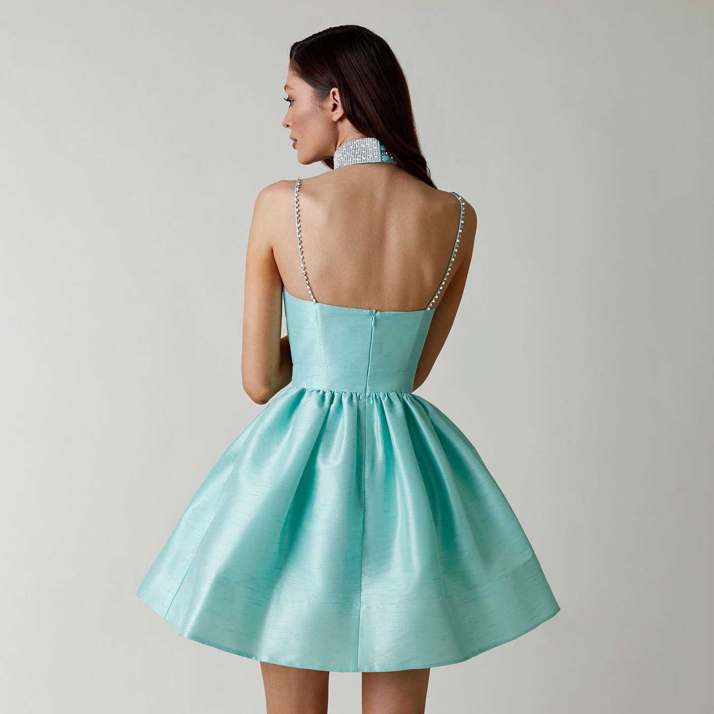 Flared Midi Dress with Spaghetti Straps image 2