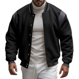 Stand Collar Classic Baseball Jackets - S, Black image