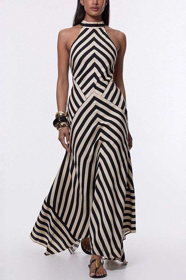 Geometric Striped Maxi Dress image 1