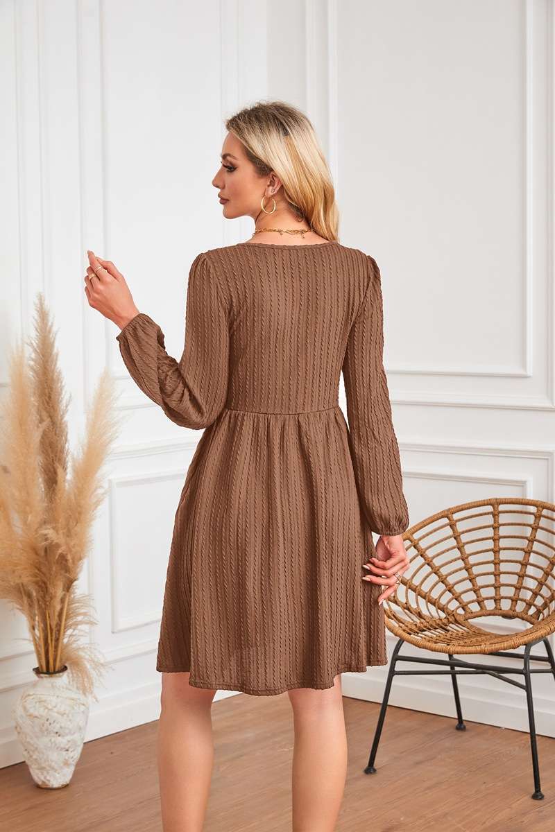 Long-sleeved Solid round neck Dress image 10