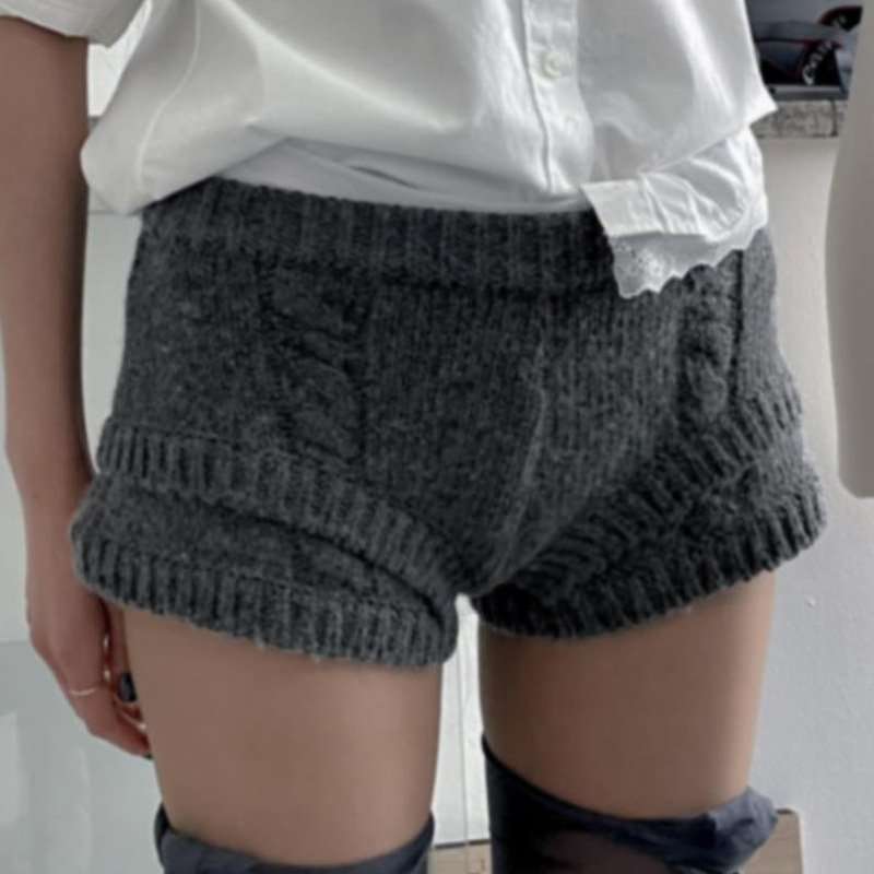 Cable Knit Lounge Shorts - M, Dark Grey image