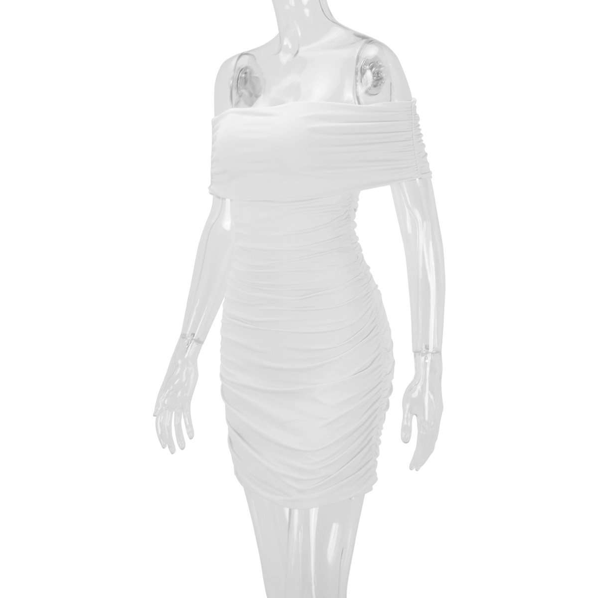 Off-Shoulder Ruched Mini Dress image 6