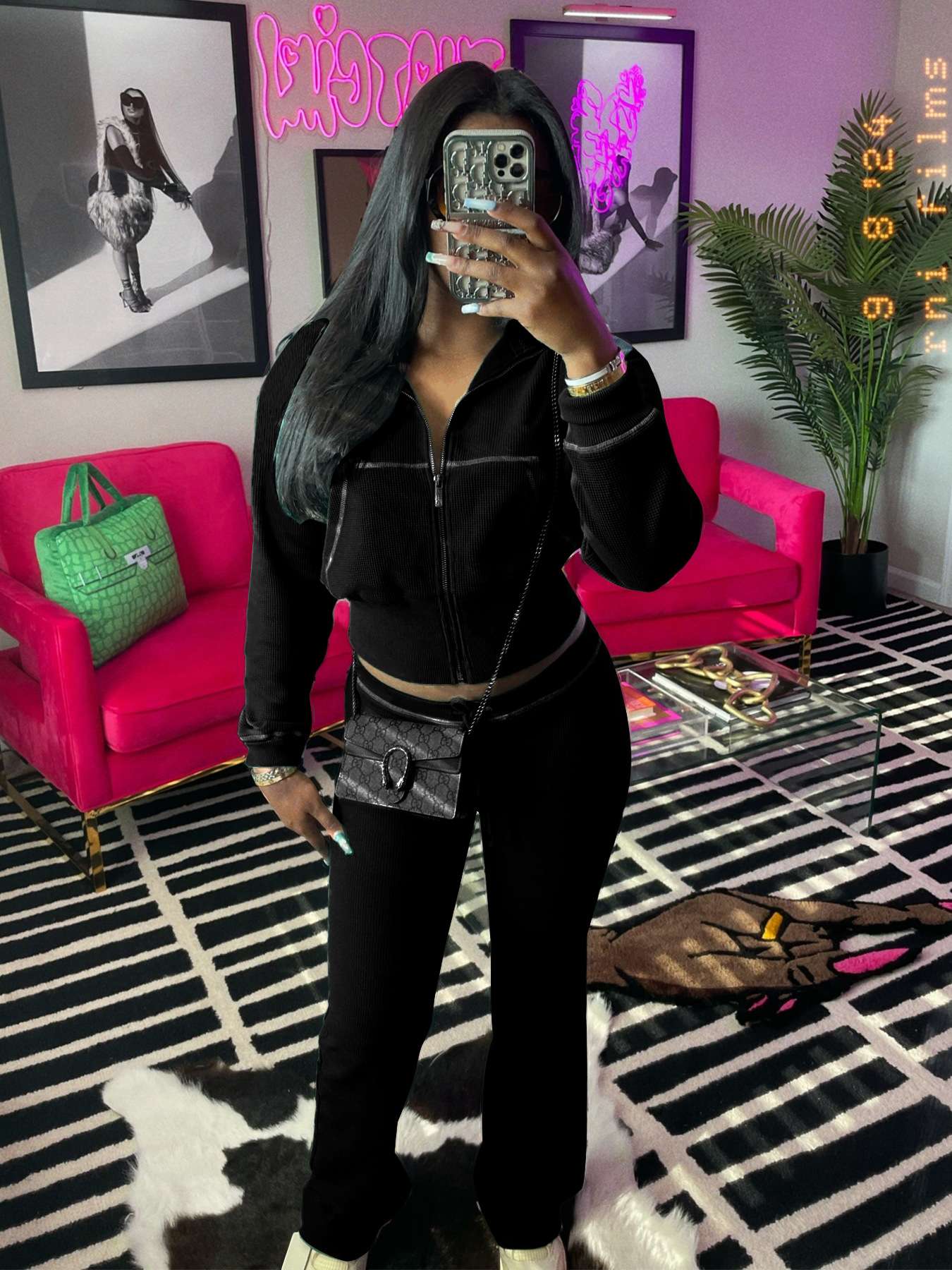 Solid Color Top And Casual Pants Set image 2