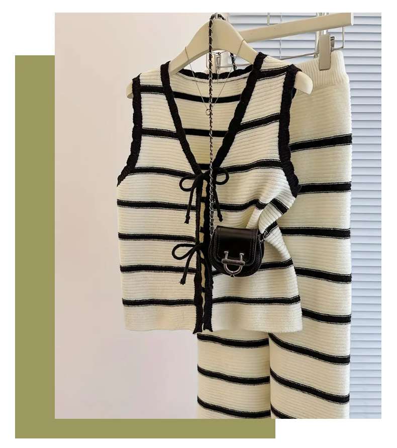 Casual Knit Striped Two-Piece Set image 4