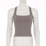 Square-Neck Fitted Tank Top image 3