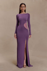 Elegant Cut-Out Evening Gown - S, Purple image
