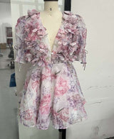 Floral Ruffled Dress with Puff Sleeves image 5