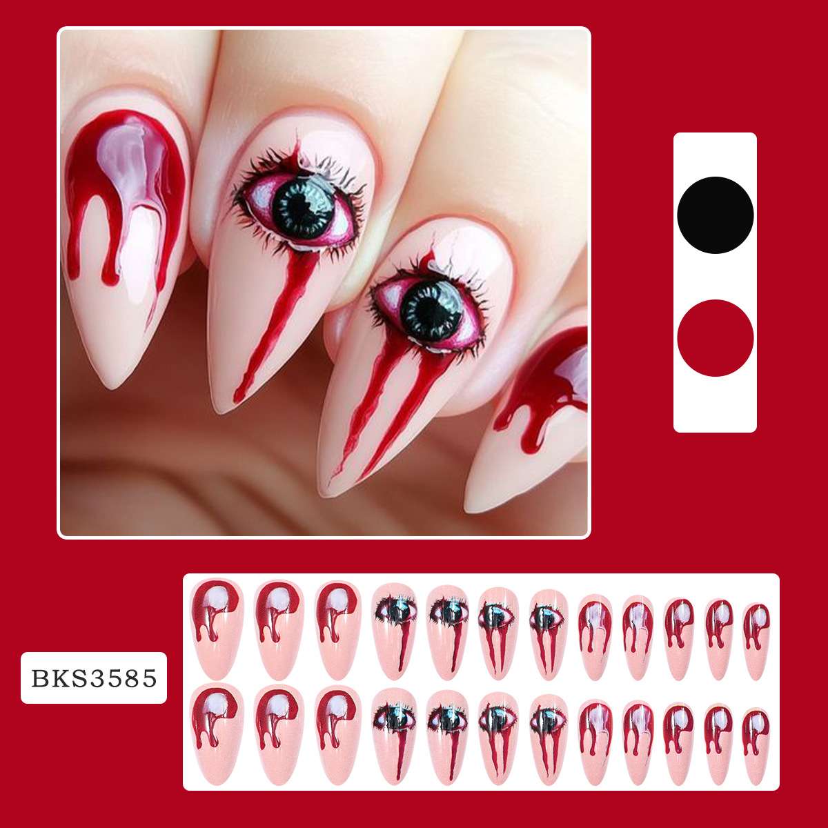 Creepy Eye & Blood Nail Art Design image 4