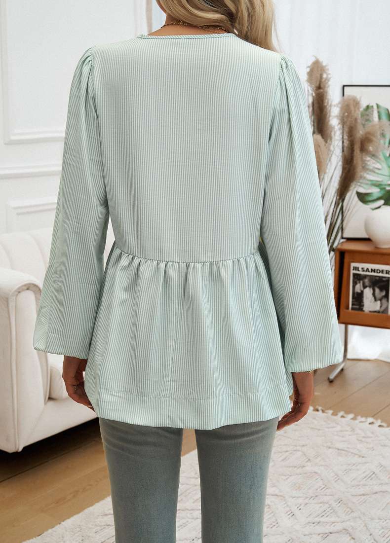 Women Striped Tie-Up Neck Top image 6