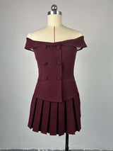 Off-Shoulder Blazer & Mini Skirt Set image 4