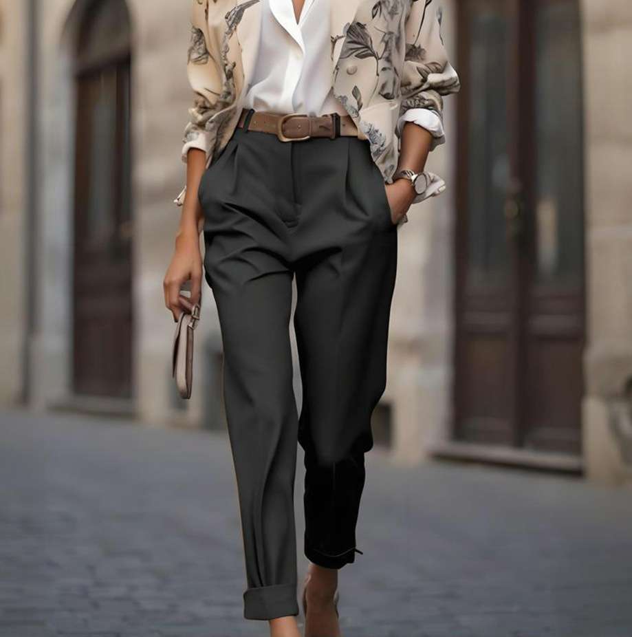High-Waisted Tapered Trousers image 1