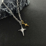 Two-Tone Starfish Pendant Necklace - Free Size, Silver image