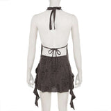 Textured Halter Dress with Ruffled Hem image 2