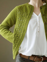Green Lace-Patterned Cardigan Jacket image 1